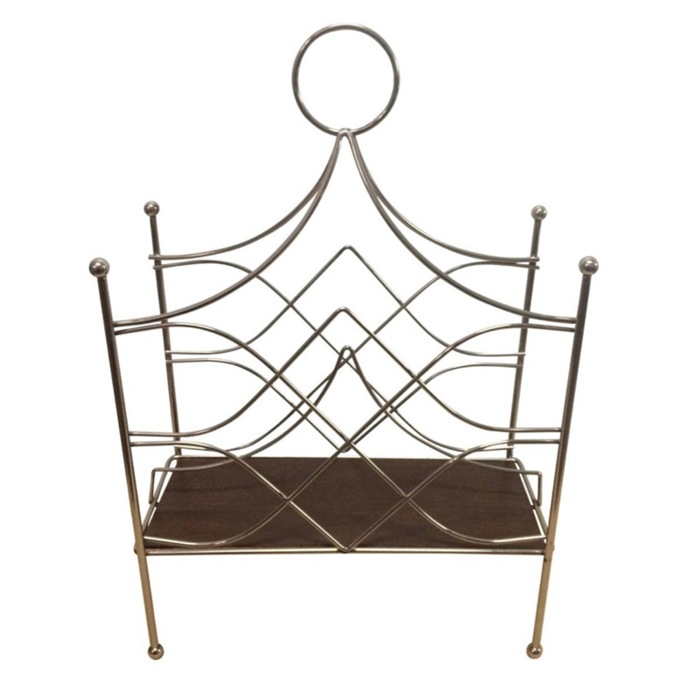 Vintage mid century modern wire magazine rack record Holder Hollywood Regency